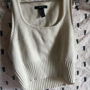 Forever 21 Off-White Ribbed Knit Tank